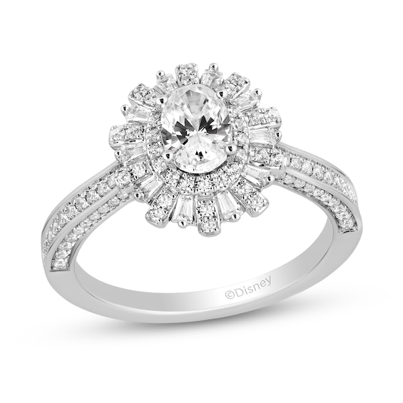 Enchanted Disney Wish 1 CT. T.w. Oval Diamond Frame Engagement Ring in 14K White Gold (I/I1)
