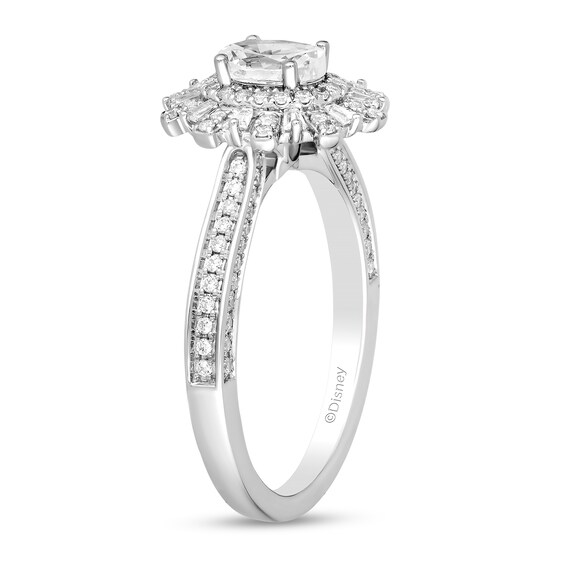 Enchanted Disney Wish 1 CT. T.w. Oval Diamond Frame Engagement Ring in 14K White Gold (I/I1)