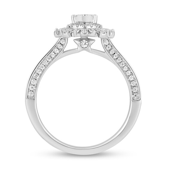 Enchanted Disney Wish 1 CT. T.w. Oval Diamond Frame Engagement Ring in 14K White Gold (I/I1)