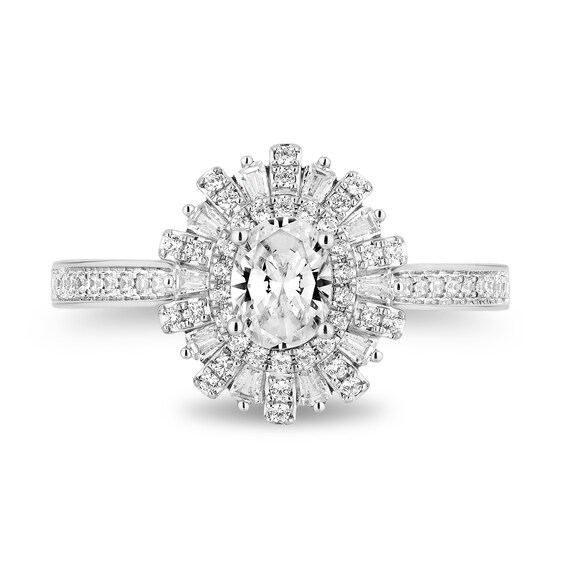 Enchanted Disney Wish 1 CT. T.w. Oval Diamond Frame Engagement Ring in 14K White Gold (I/I1)