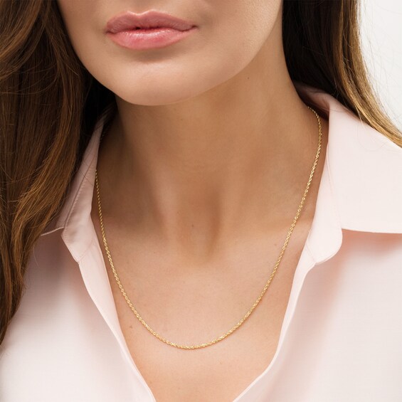 1.6mm Diamond-Cut Rope Chain Necklace in Solid 10K Gold