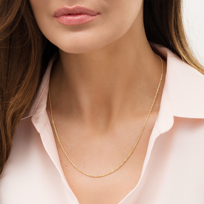 Main Image 2 of Diamond-Cut 1.6mm Rope Chain Necklace in Solid 10K Gold - 20&quot;
