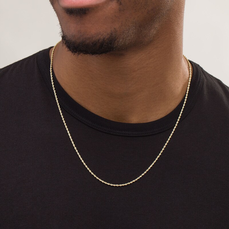 Main Image 3 of Diamond-Cut 1.6mm Rope Chain Necklace in Solid 10K Gold - 22"