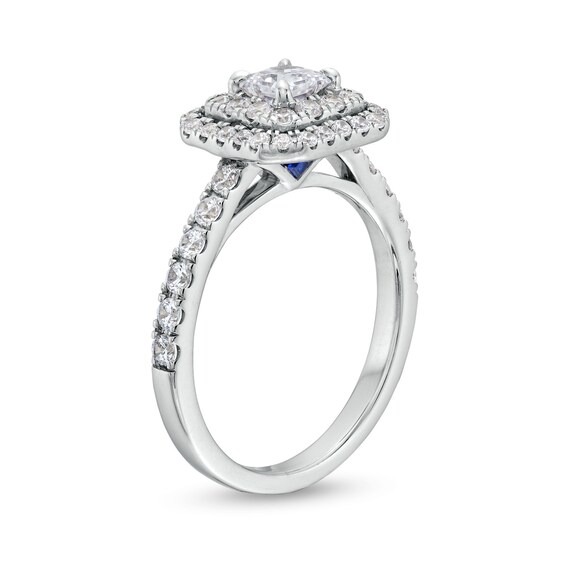 Vera Wang Love Collection 1-1/5 CT. T.w. Princess-Cut Diamond Cushion Frame Engagement Ring in 14K White Gold (I/Si2)