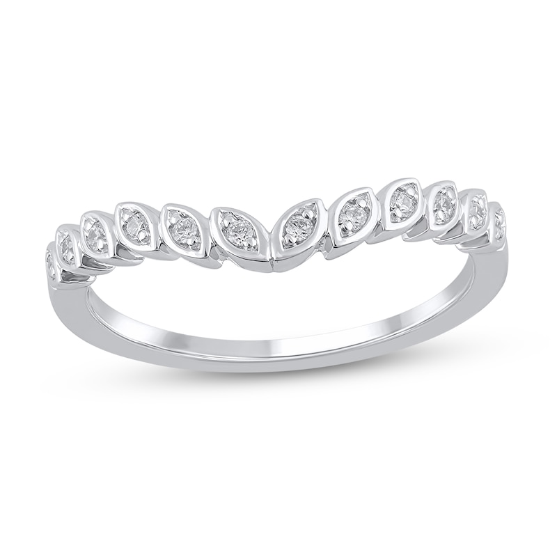 Main Image 1 of 1/10 CT. T.W. Diamond Marquise Frame Contour Band in 10K White Gold