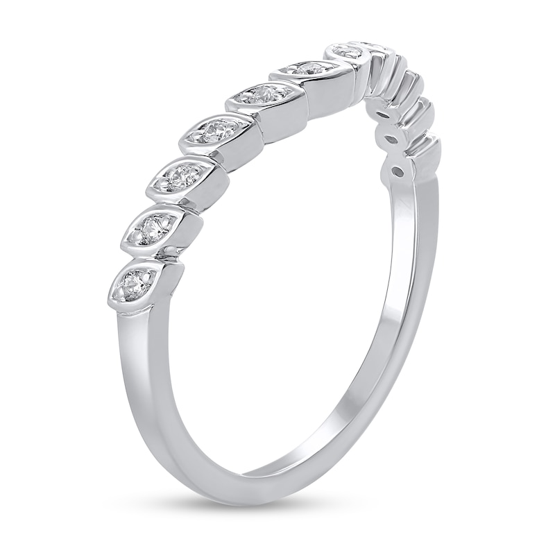 Main Image 2 of 1/10 CT. T.W. Diamond Marquise Frame Contour Band in 10K White Gold