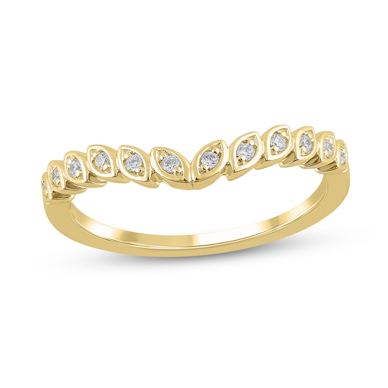 Main Image 1 of 1/10 CT. T.W. Diamond Marquise Frame Contour Band in 10K Gold