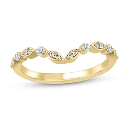 1/6 CT. T.W. Diamond Alternating Round and Marquise Frame Contour Band in 10K Gold