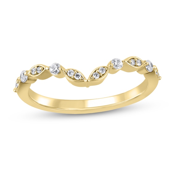 1/6 CT. T.w. Diamond Alternating Round and Marquise Frame Contour Band in 10K Gold