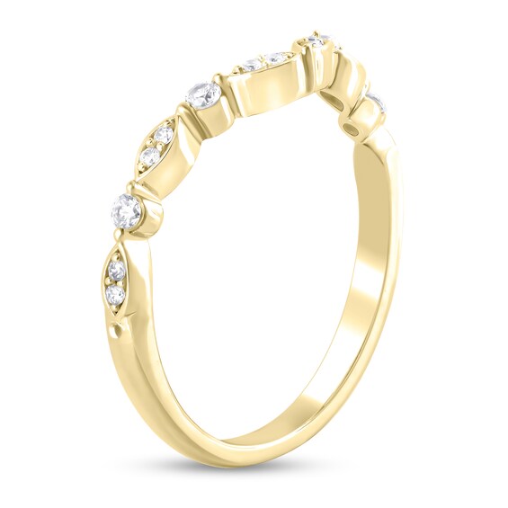 1/6 CT. T.w. Diamond Alternating Round and Marquise Frame Contour Band in 10K Gold