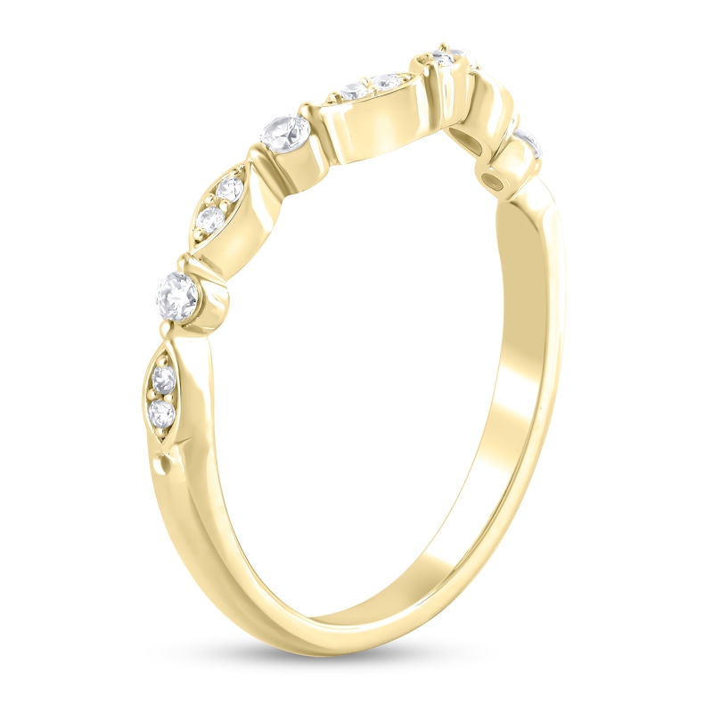 Main Image 2 of 1/6 CT. T.W. Diamond Alternating Round and Marquise Frame Contour Band in 10K Gold
