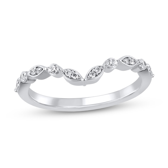 1/6 CT. T.w. Diamond Alternating Round and Marquise Frame Contour Band in 10K White Gold
