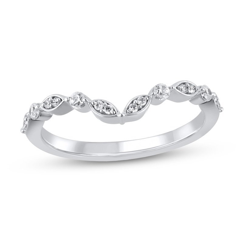 Main Image 1 of 1/6 CT. T.W. Diamond Alternating Round and Marquise Frame Contour Band in 10K White Gold