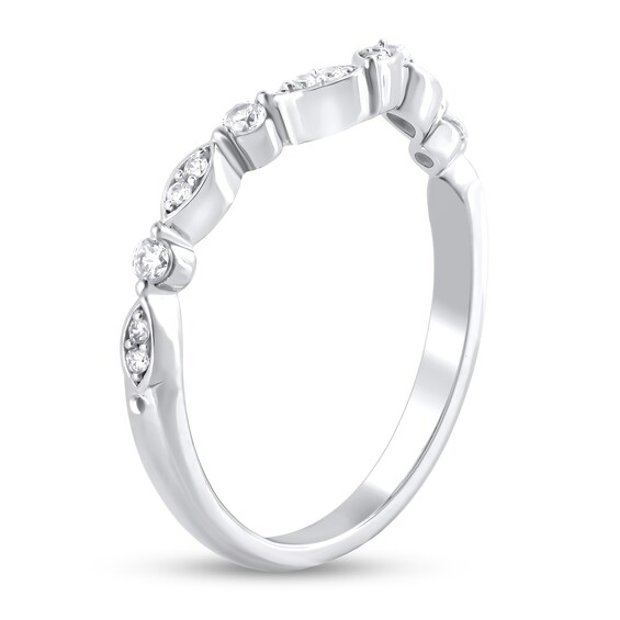 1/6 CT. T.w. Diamond Alternating Round and Marquise Frame Contour Band in 10K White Gold
