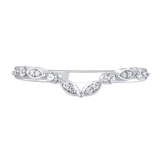 1/6 CT. T.w. Diamond Alternating Round and Marquise Frame Contour Band in 10K White Gold