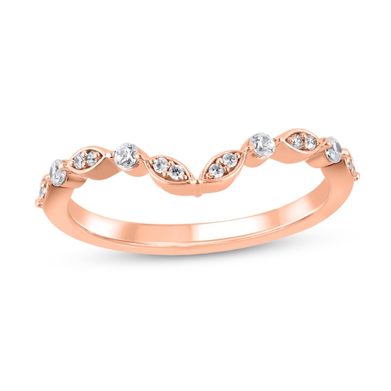 1/6 CT. T.w. Diamond Alternating Round and Marquise Frame Contour Band in 10K Rose Gold