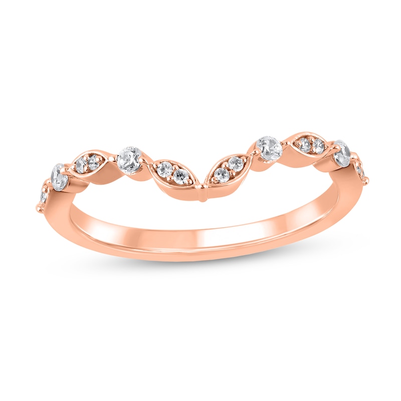 Main Image 1 of 1/6 CT. T.W. Diamond Alternating Round and Marquise Frame Contour Band in 10K Rose Gold