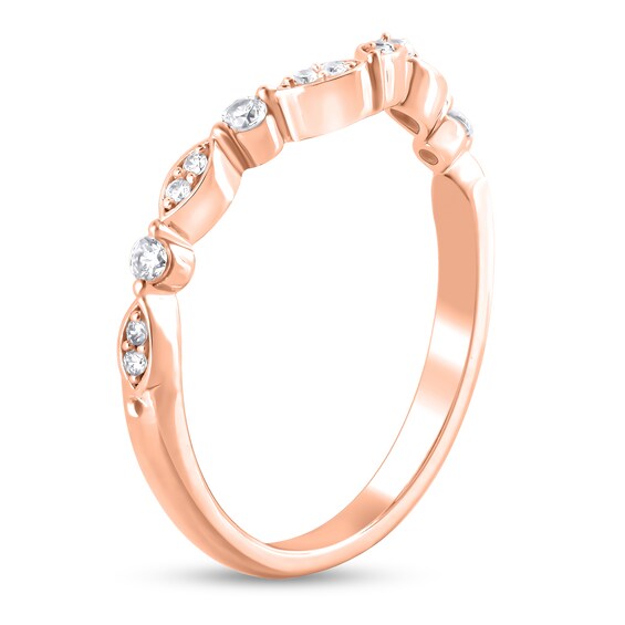1/6 CT. T.w. Diamond Alternating Round and Marquise Frame Contour Band in 10K Rose Gold