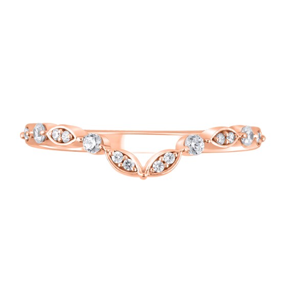 1/6 CT. T.w. Diamond Alternating Round and Marquise Frame Contour Band in 10K Rose Gold