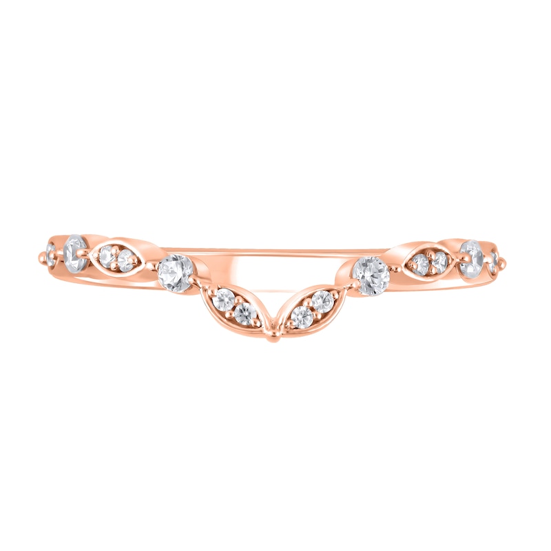 Main Image 3 of 1/6 CT. T.W. Diamond Alternating Round and Marquise Frame Contour Band in 10K Rose Gold