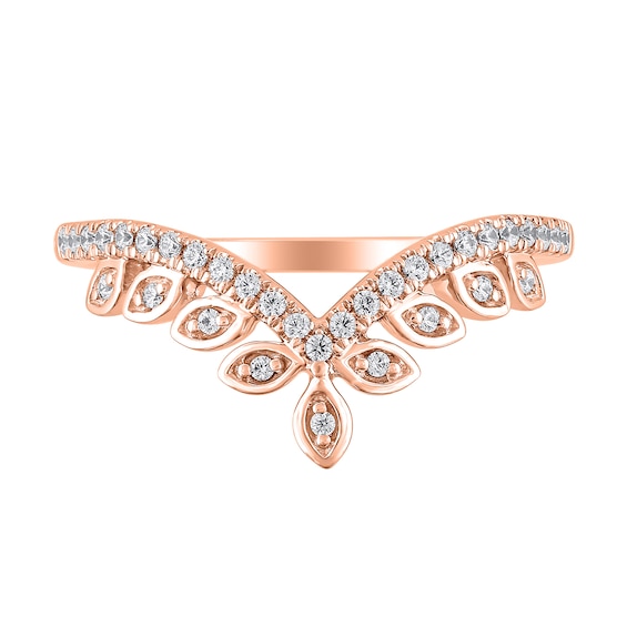 1/5 CT. T.w. Marquise-Frame Diamond Tiara Contour Band in 10K Rose Gold
