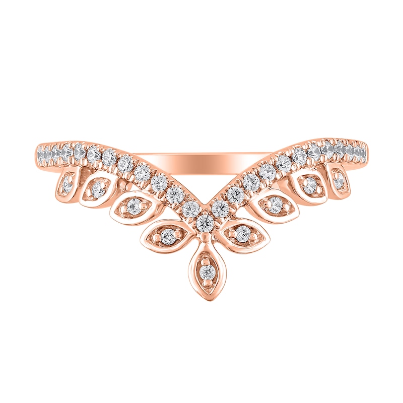 Main Image 3 of 1/5 CT. T.W. Marquise-Frame Diamond Tiara Contour Band in 10K Rose Gold