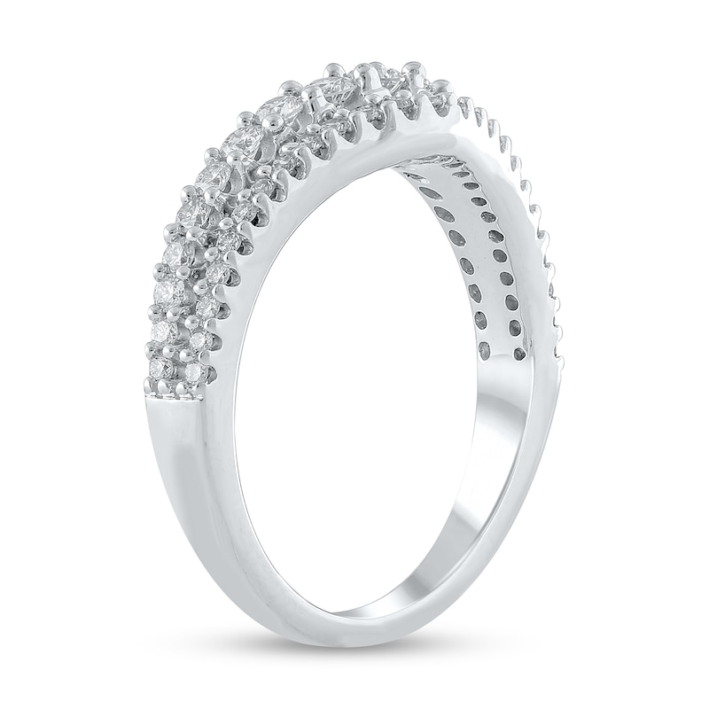 Main Image 2 of 5/8 CT. T.W. Diamond Graduating Double Row Contour Band in 14K White Gold