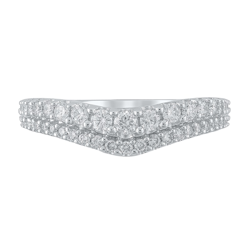 Main Image 3 of 5/8 CT. T.W. Diamond Graduating Double Row Contour Band in 14K White Gold