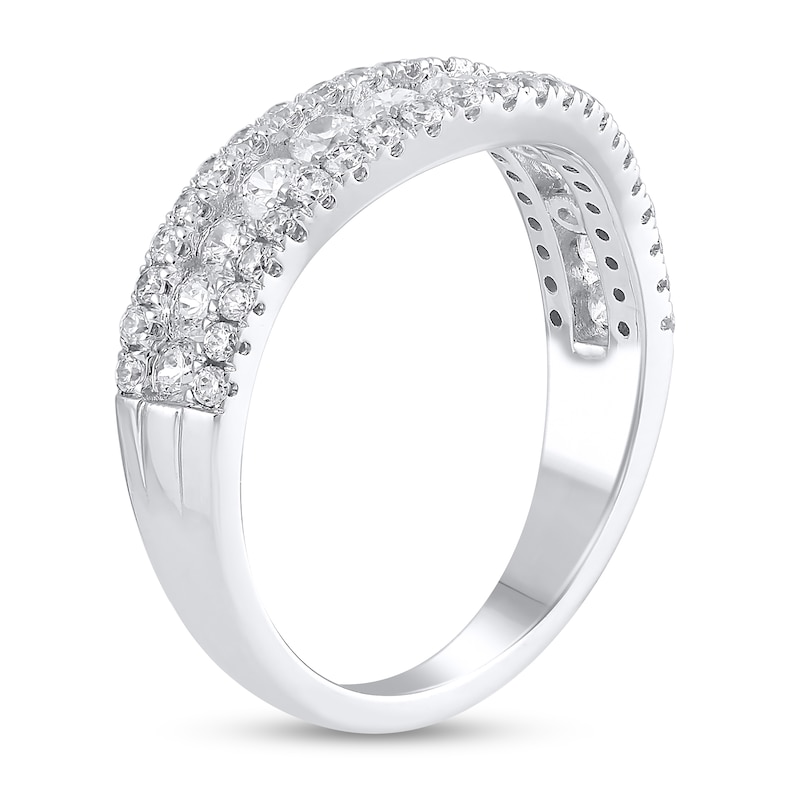 Main Image 2 of 1 CT. T.W. Diamond Edge Vintage-Style Contour Band in 14K White Gold