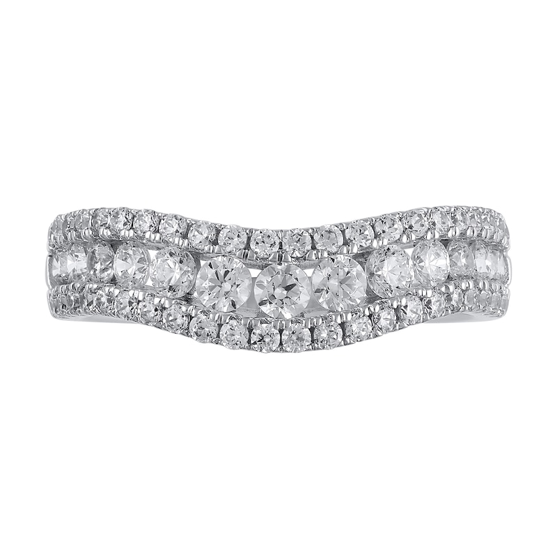 Main Image 3 of 1 CT. T.W. Diamond Edge Vintage-Style Contour Band in 14K White Gold