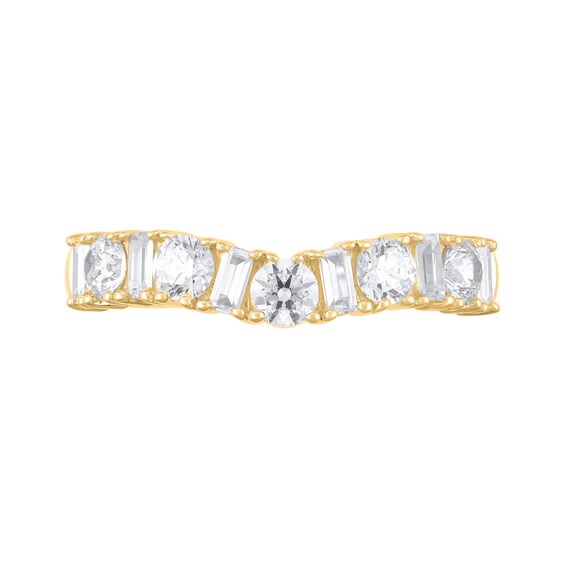 Alternating 1 CT. T.w. Round and Baguette-Cut Diamond Contour Band in 14K Gold