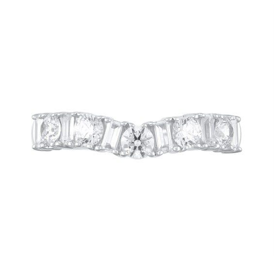 Alternating 1 CT. T.w. Round and Baguette-Cut Diamond Contour Band in 14K Gold