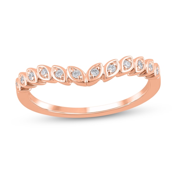 1/10 CT. T.w. Diamond Marquise Frame Contour Band in 10K Rose Gold