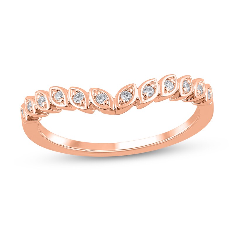 Main Image 1 of 1/10 CT. T.W. Diamond Marquise Frame Contour Band in 10K Rose Gold