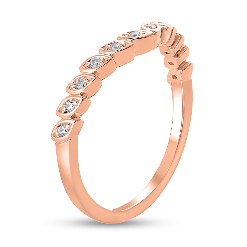 Main Image 2 of 1/10 CT. T.W. Diamond Marquise Frame Contour Band in 10K Rose Gold