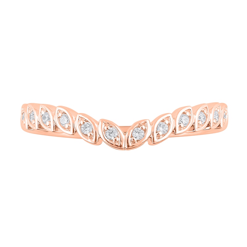Main Image 3 of 1/10 CT. T.W. Diamond Marquise Frame Contour Band in 10K Rose Gold