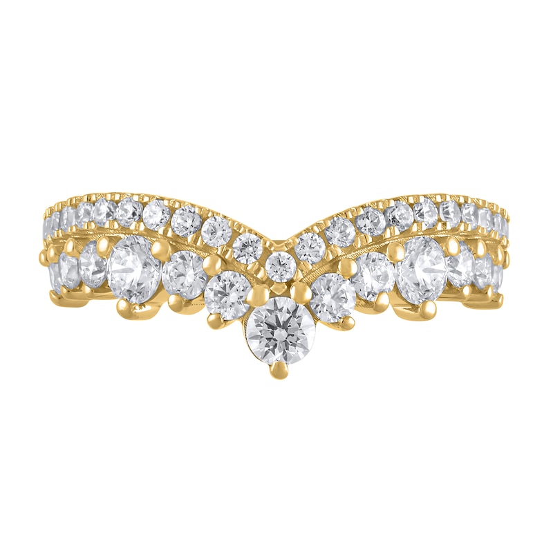 Main Image 3 of 1 CT. T.W. Diamond Double Row Contour Band in 14K Gold