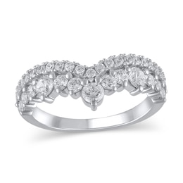 1 CT. T.W. Diamond Double Row Contour Band in 14K White Gold