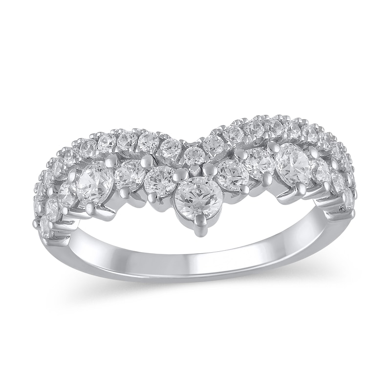 Main Image 1 of 1 CT. T.W. Diamond Double Row Contour Band in 14K White Gold