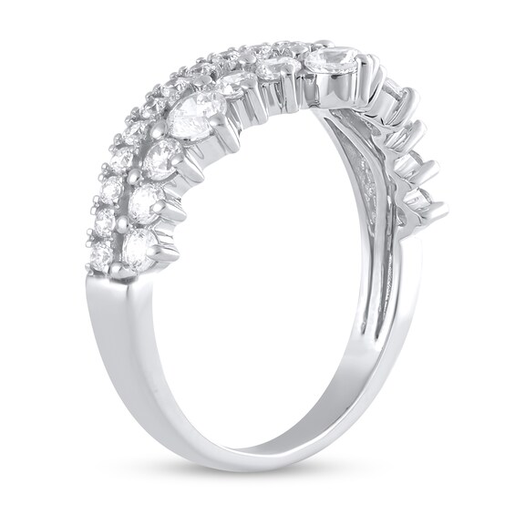 1 CT. T.w. Diamond Double Row Contour Band in 14K White Gold