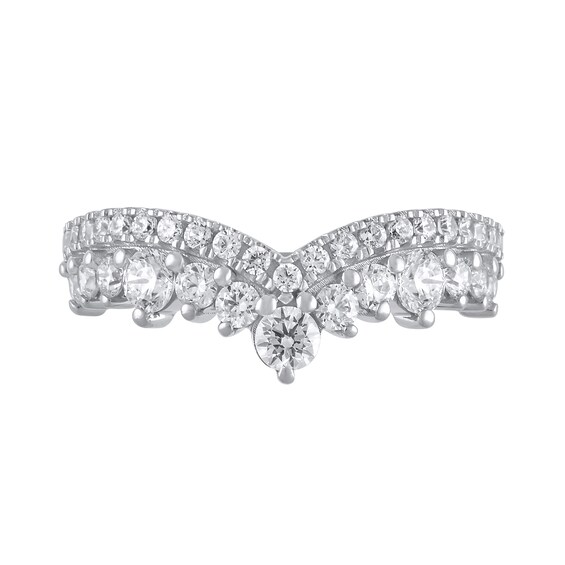 1 CT. T.w. Diamond Double Row Contour Band in 14K White Gold