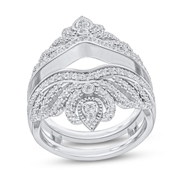 3/4 CT. T.W. Diamond Crown Vintage-Style Guard in 14K White Gold