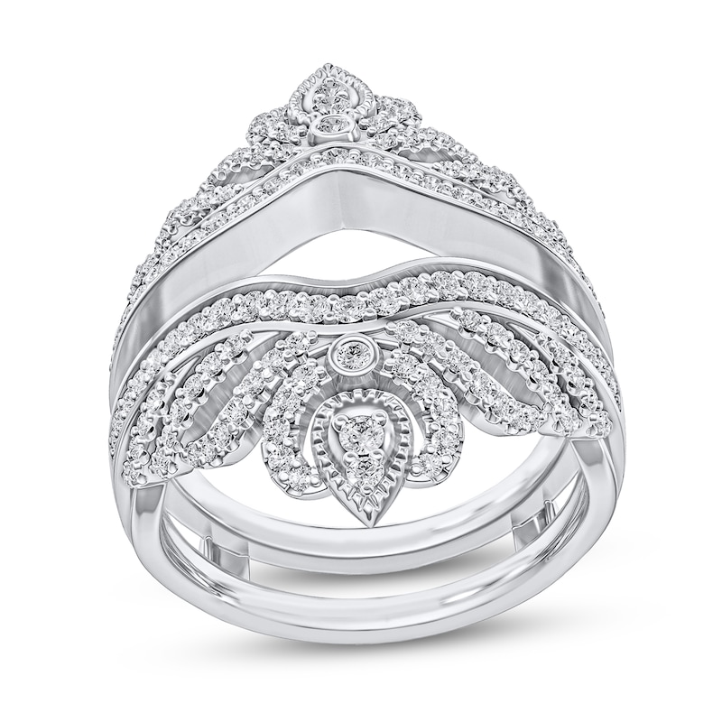 Main Image 1 of 3/4 CT. T.W. Diamond Crown Vintage-Style Guard in 14K White Gold