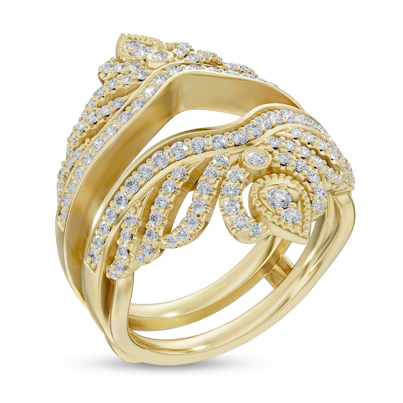 Main Image 2 of 3/4 CT. T.W. Diamond Crown Vintage-Style Guard in 14K Gold