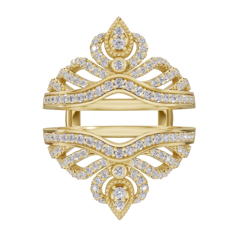 Main Image 3 of 3/4 CT. T.W. Diamond Crown Vintage-Style Guard in 14K Gold