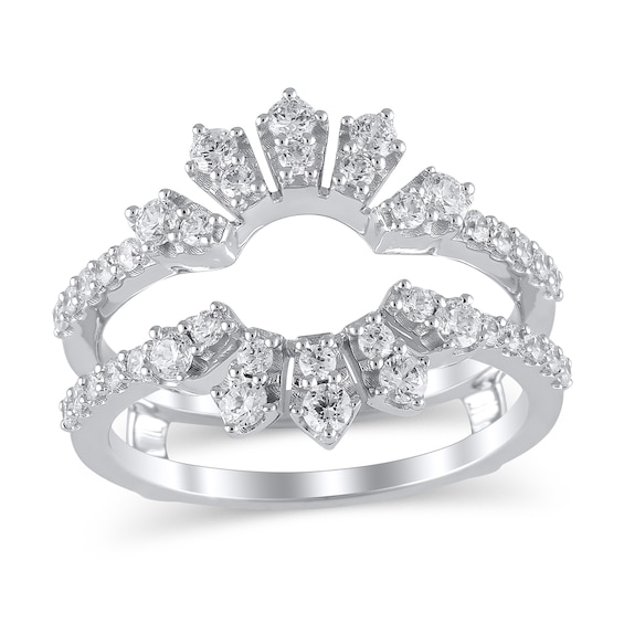 3/4 CT. T.w. Diamond Open Flower Frame Guard in 14K White Gold