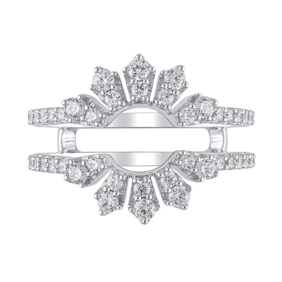 3/4 CT. T.w. Diamond Open Flower Frame Guard in 14K White Gold