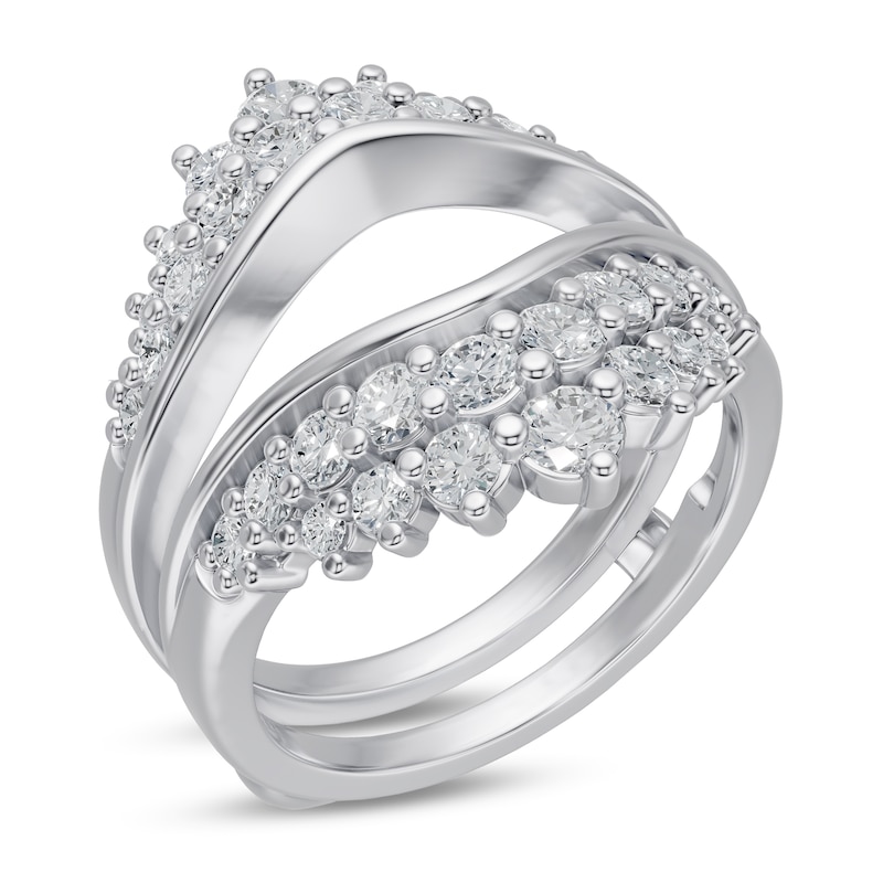 Main Image 2 of 1-3/8 CT. T.W. Journey Diamond Double Row Chevron Enhancer in 14K White Gold