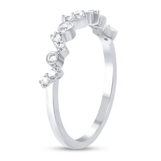 1/5 CT. T.w. Diamond Bezel-Set Zig-Zag Duos Band in 10K White Gold