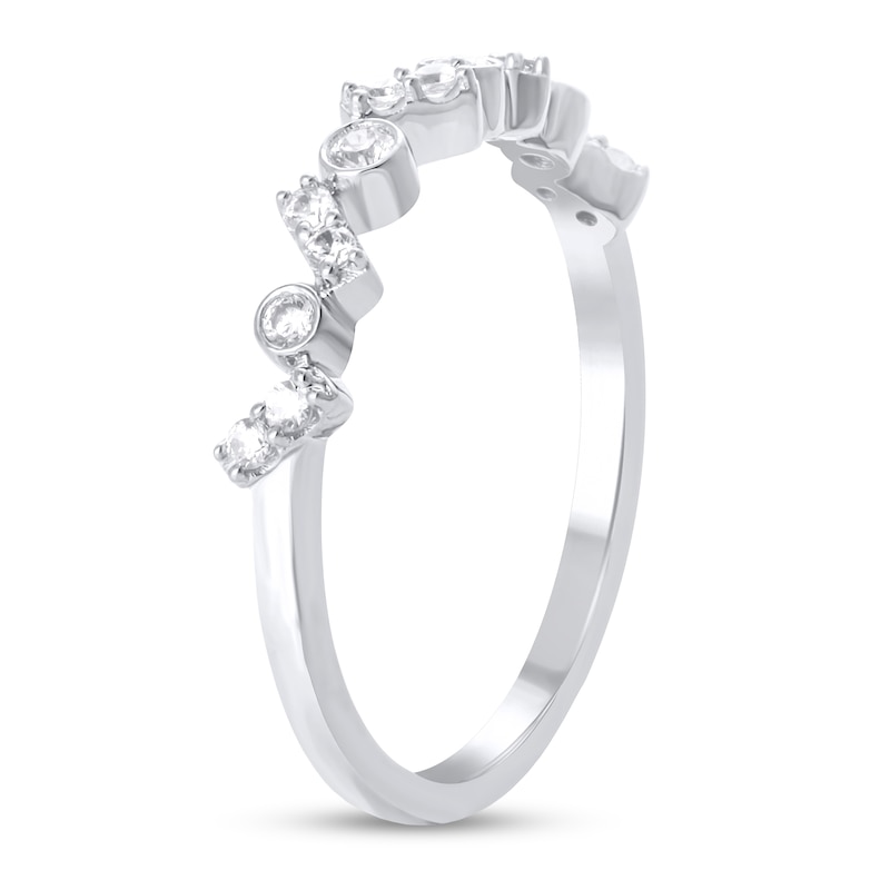 Main Image 2 of 1/5 CT. T.W. Diamond Bezel-Set Zig-Zag Duos Band in 10K White Gold